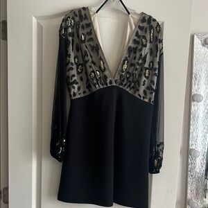 Cavalli Class Black and Gold Mini Dress